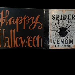Halloween decorations happy halloween & spider venom sign bundle